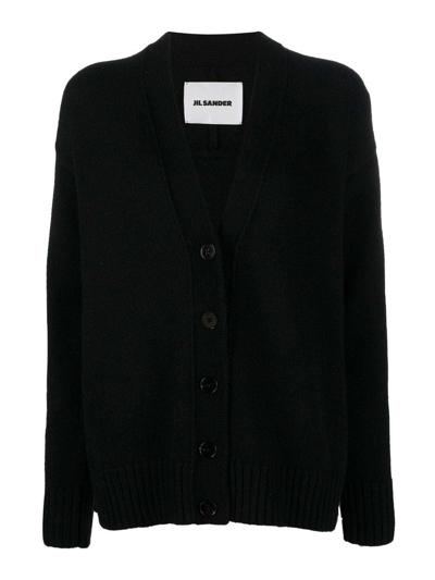 Jil Sander V-neck Button-fastening Cardigan In Black