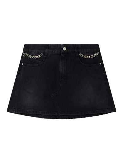 Shop Stella Mccartney Falabella Chain Black Denim Mini Skirt