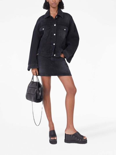 Shop Stella Mccartney Falabella Chain Black Denim Mini Skirt