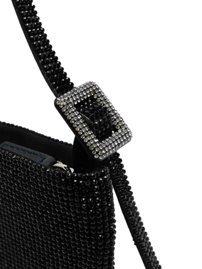 Benedetta Bruzziches Black Shoulder Bag With Silk Satin And Crystal Mesh