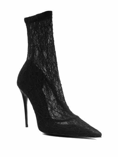 Dolce & Gabbana Lace Ankle Boot In Negro