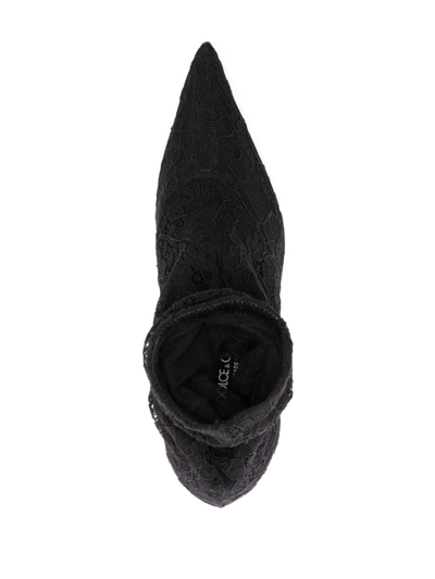 Dolce & Gabbana Lace Ankle Boot In Negro