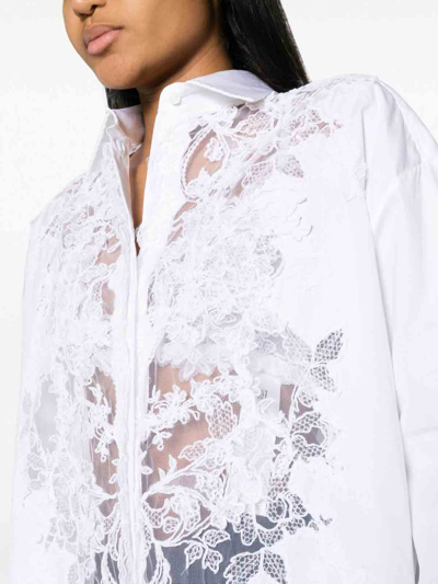 Shop Ermanno Scervino Lace Pattern Shirt In White
