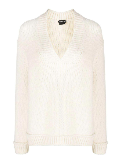 Shop Tom Ford Chunky-knit Jumper In White