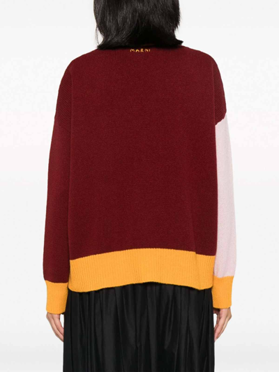 Shop Marni Knitted Embroidered Cardigan In Red