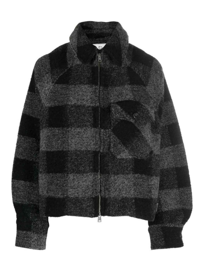 Shop Woolrich Plaid Zip-up Jacket In Grey