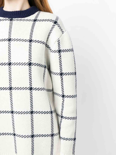 Jw Anderson Check-print Wool Jumper In Dark Blue