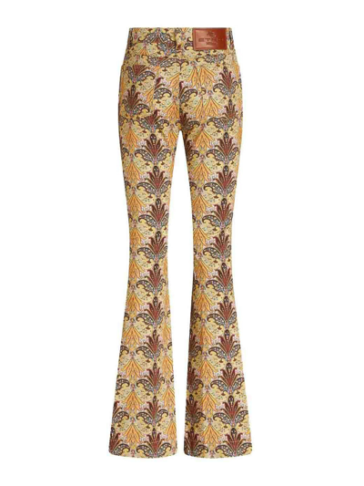 Shop Etro Graphic-print Flared Jeans In Blue
