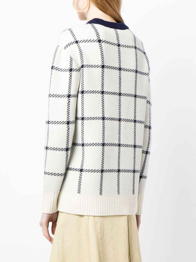 Jw Anderson Check-print Wool Jumper In Dark Blue