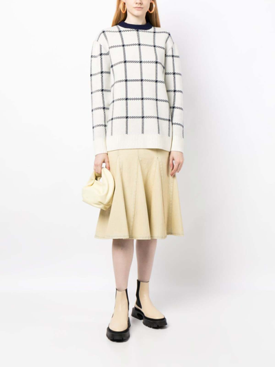 Jw Anderson Check-print Wool Jumper In Dark Blue
