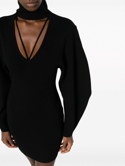 Shop Andreädamo Cut-out Wide-sleeve Dress In Black