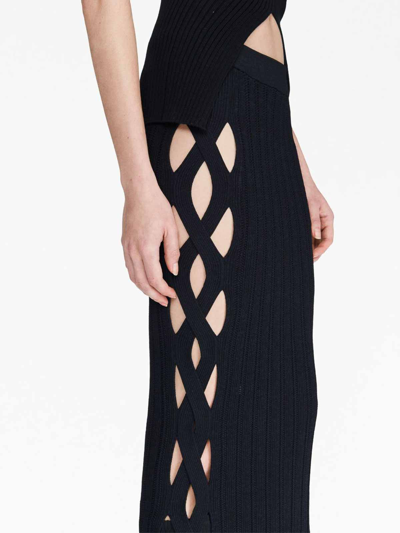Shop Dion Lee Snakeskin Ribbed-knit Skirt In Black