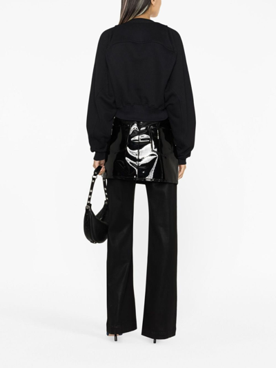 Shop Off-white Logo Print Cropped Sweatshirt In Negro