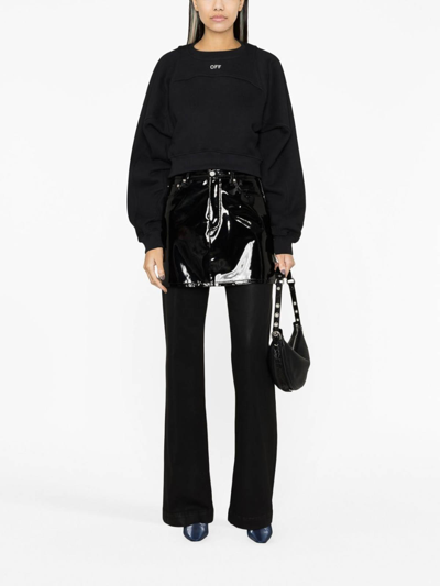 Off-white Cotton Sweatshirt With Frontal Logo In Negro