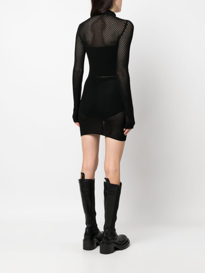 Shop Off-white Intarsia Dress In Black