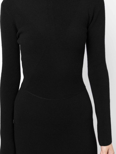 Shop Victoria Beckham Ribbed Puff-sleeve Jumper In Black