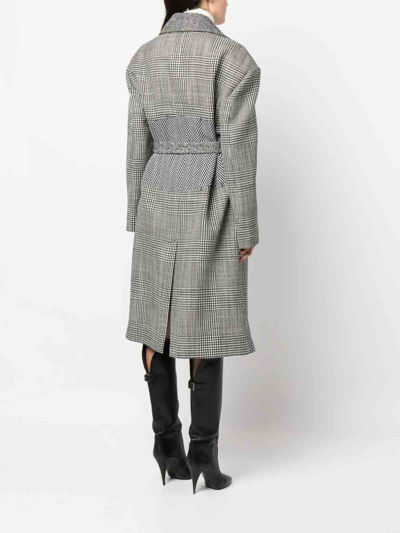 Tom Ford Houndstooth-pattern Belted Coat In Black