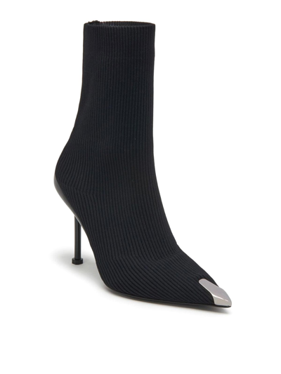 Shop Alexander Mcqueen Slash Knit Mm Ankle Boots In Negro