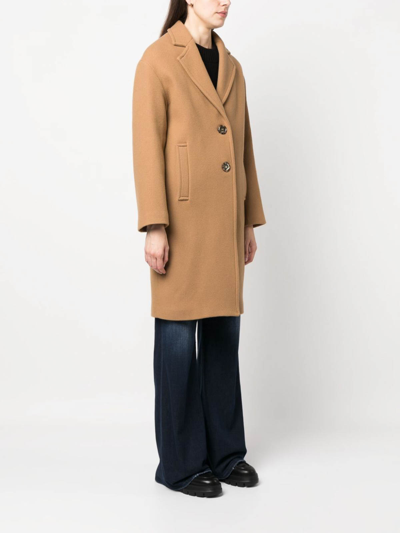 Shop Pinko Single-breasted Coat In Camel