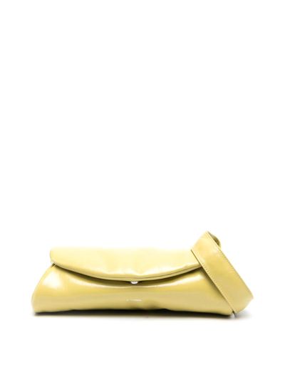 Shop Jil Sander Cannolo Padded Large Leather Shoulder Bag In Yellow