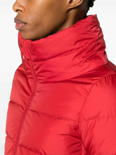 Shop Herno Nylond Midi Down Jacket In Rojo