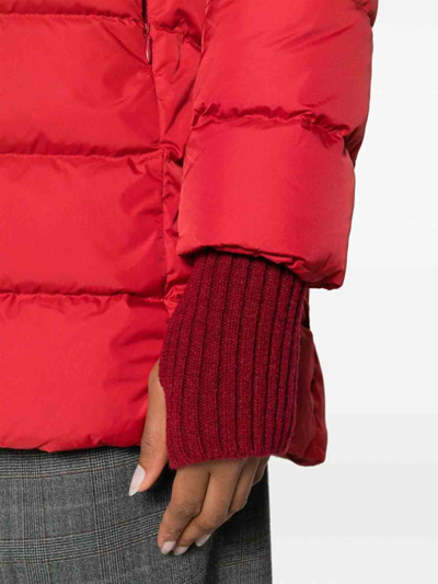 Shop Herno Nylond Midi Down Jacket In Rojo