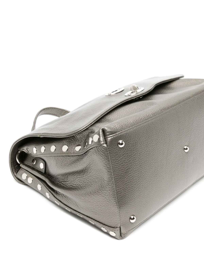 Shop Zanellato Postina M Daily Leather Handbag In Grey