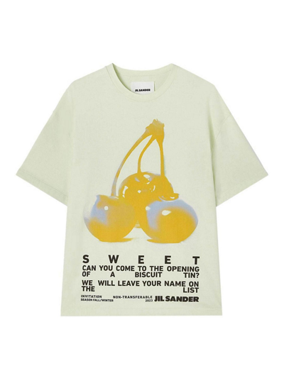 Shop Jil Sander Printed Cotton T-shirt In Verde