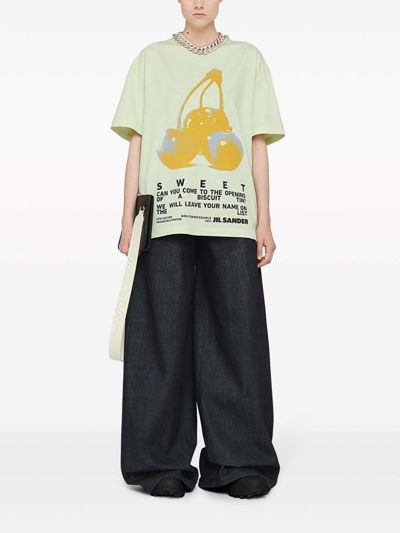 Shop Jil Sander Printed Cotton T-shirt In Verde