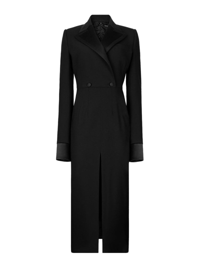 Shop Dolce & Gabbana Wool Midi Dress In Negro
