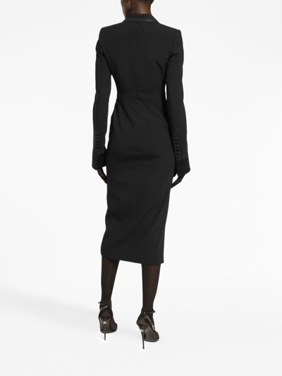 Shop Dolce & Gabbana Wool Midi Dress In Negro