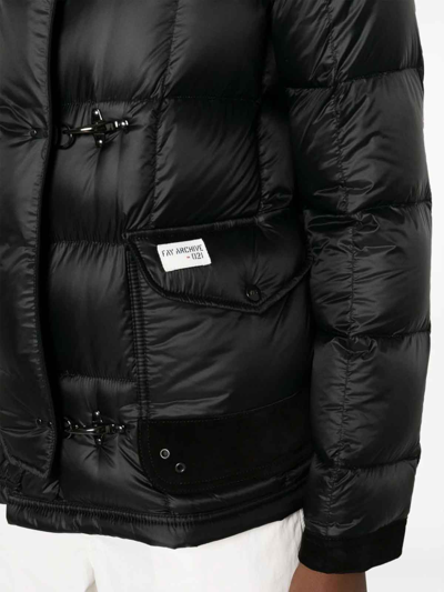Fay Down Jacket With Corduroy Collar And Suede Trim In Black