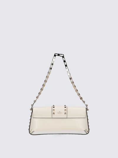 Shop Valentino Rockstud Bag In Brushed Leather In White