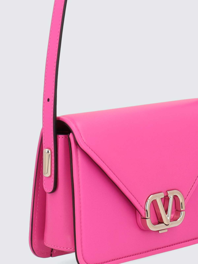 Shop Valentino Shoulder Bag Made Of Smooth Leather In Nude & Neutrals