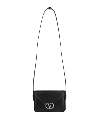 Shop Valentino Vlogo Bag In Smooth Calfskin In Black