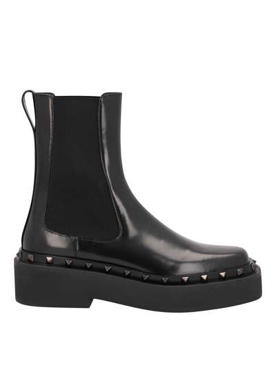 Shop Valentino My-way Rockstud Ankle Boots In Black