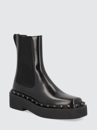 Valentino Black Rockstud M-way Ankle Boots In Black