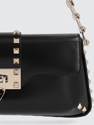 Valentino Women's Rockstud Brushed Calfskin Shoulder Bag In Black