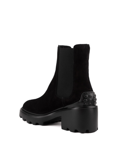 Shop Tod's Suede Chelsea Boots In Black