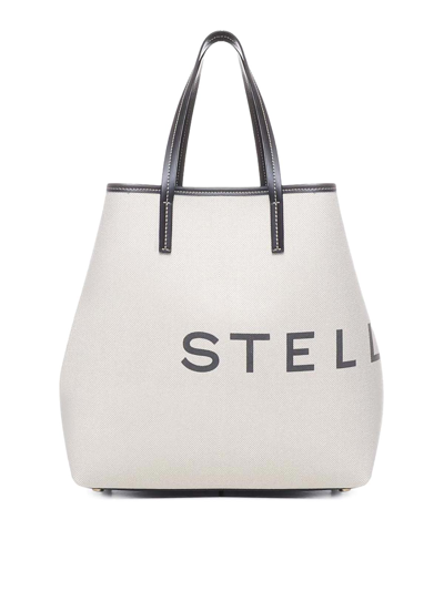 Stella Mccartney Tote Bag With Print In Beis