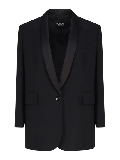 Shop Dondup Wool Single Breasted Blazer In Black