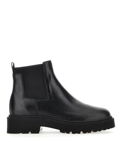 Shop Hogan Leather Boots In Black