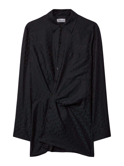 Shop Off-white Off Jacquard Twisted Shirtdress In Black