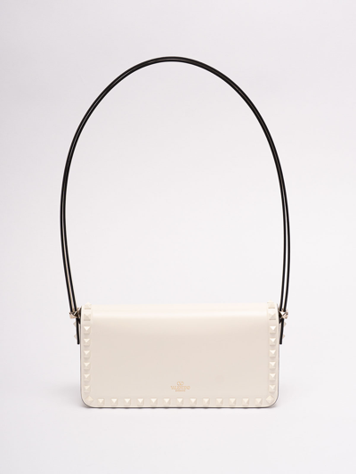 Valentino `rockstud E/w` Leather Shoulder Bag In White