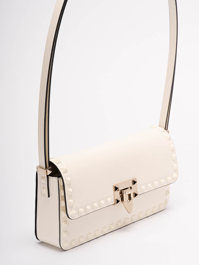 Valentino `rockstud E/w` Leather Shoulder Bag In White