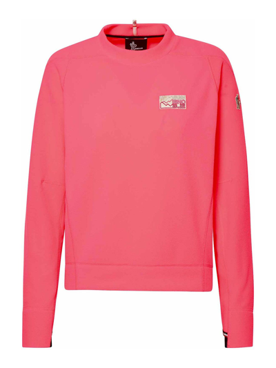 Shop Moncler Logo Sweatshirt In Fuchsia
