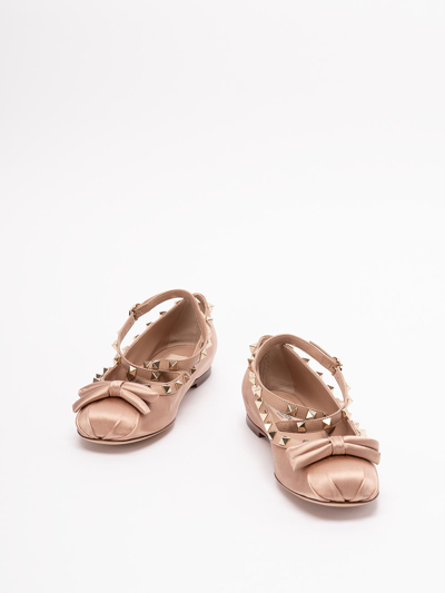 Shop Valentino `rockstud` Ballerinas In Pink