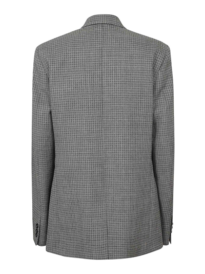 Msgm Embellished Single Breasted Checked Blazer In Gris