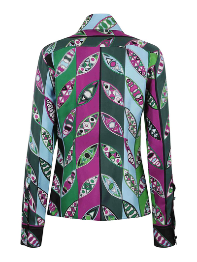 Shop Emilio Pucci Ls Shirt - Silk Twill In Verde