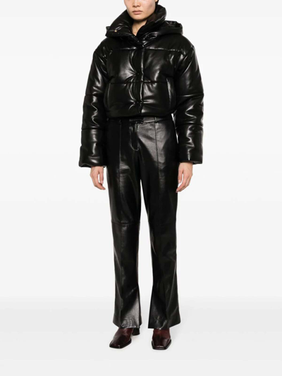 Nanushka Black Aveline Vegan Leather Puffer Jacket In Black